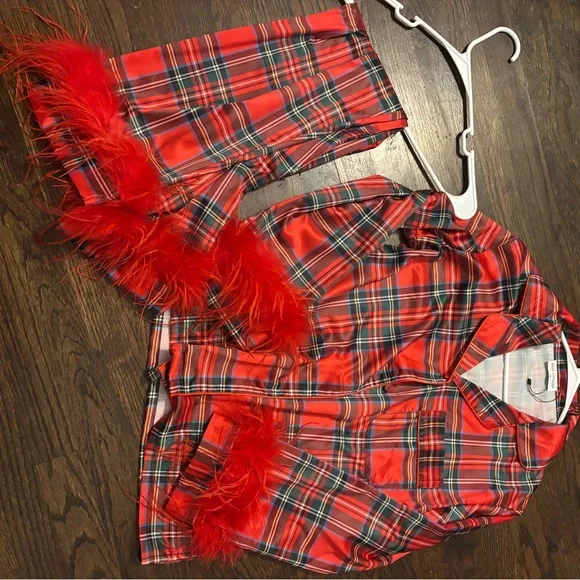 Bon Viviann Red Plaid Pajama Set - Picture 2 of 5